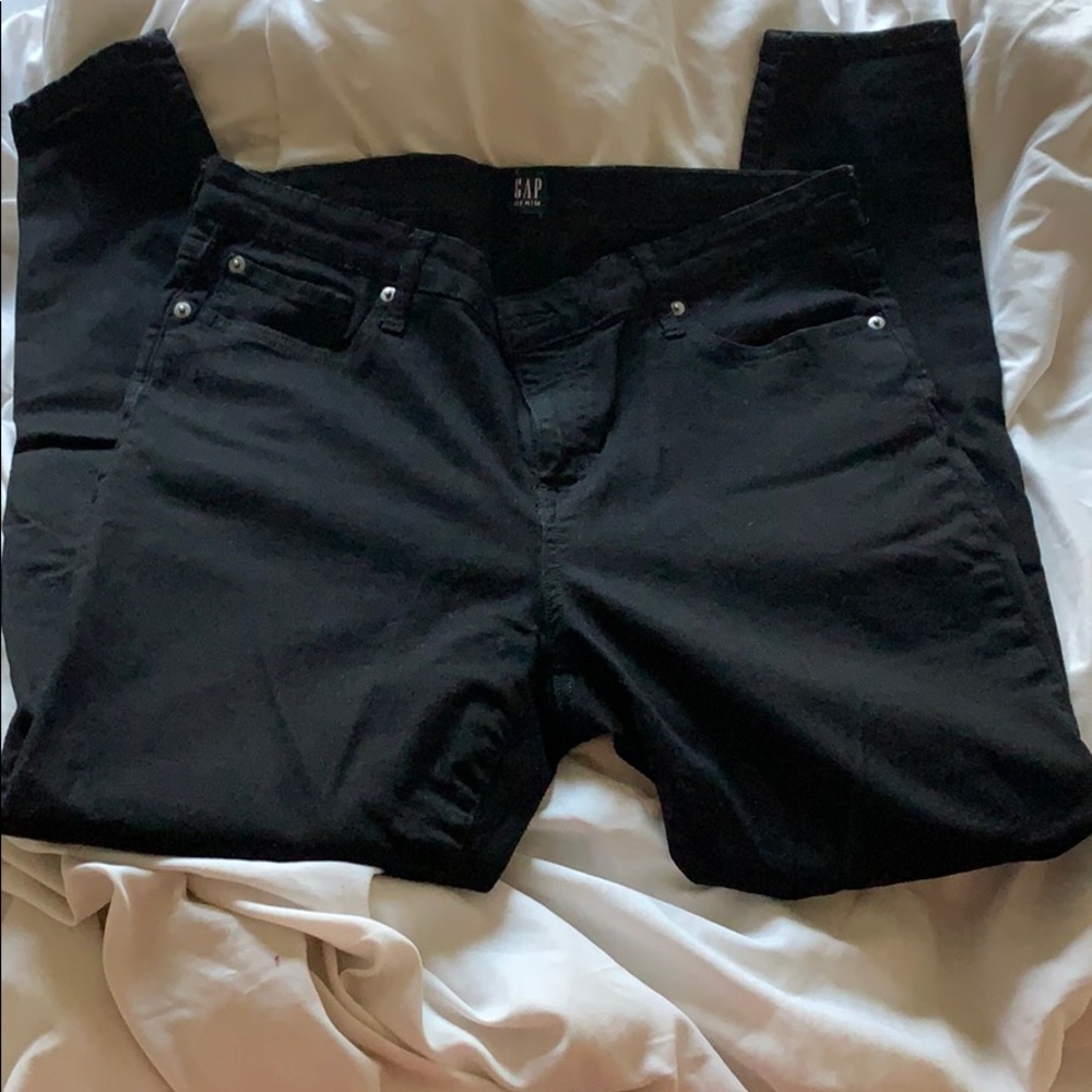 Black, straight fit denim jeans